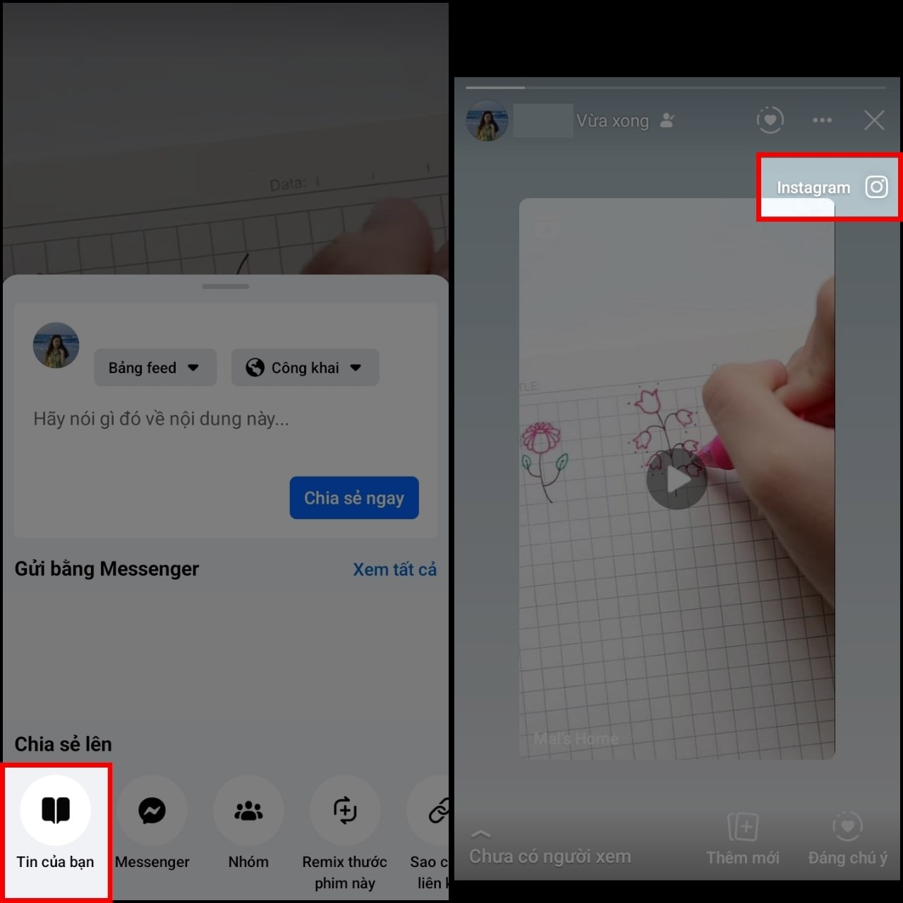 cach chia se facebook reels len instagram story2 1280x1280 1